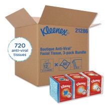 Kleenex Boutique Anti-Viral 3-Ply Facial Tissue, Pop-Up Box, 12 Boxes/Carton