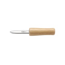 CAC China KWOC-278 Oyster/Clam Knife with Pointed Tip and Wooden Handle 2-7/8&quot;