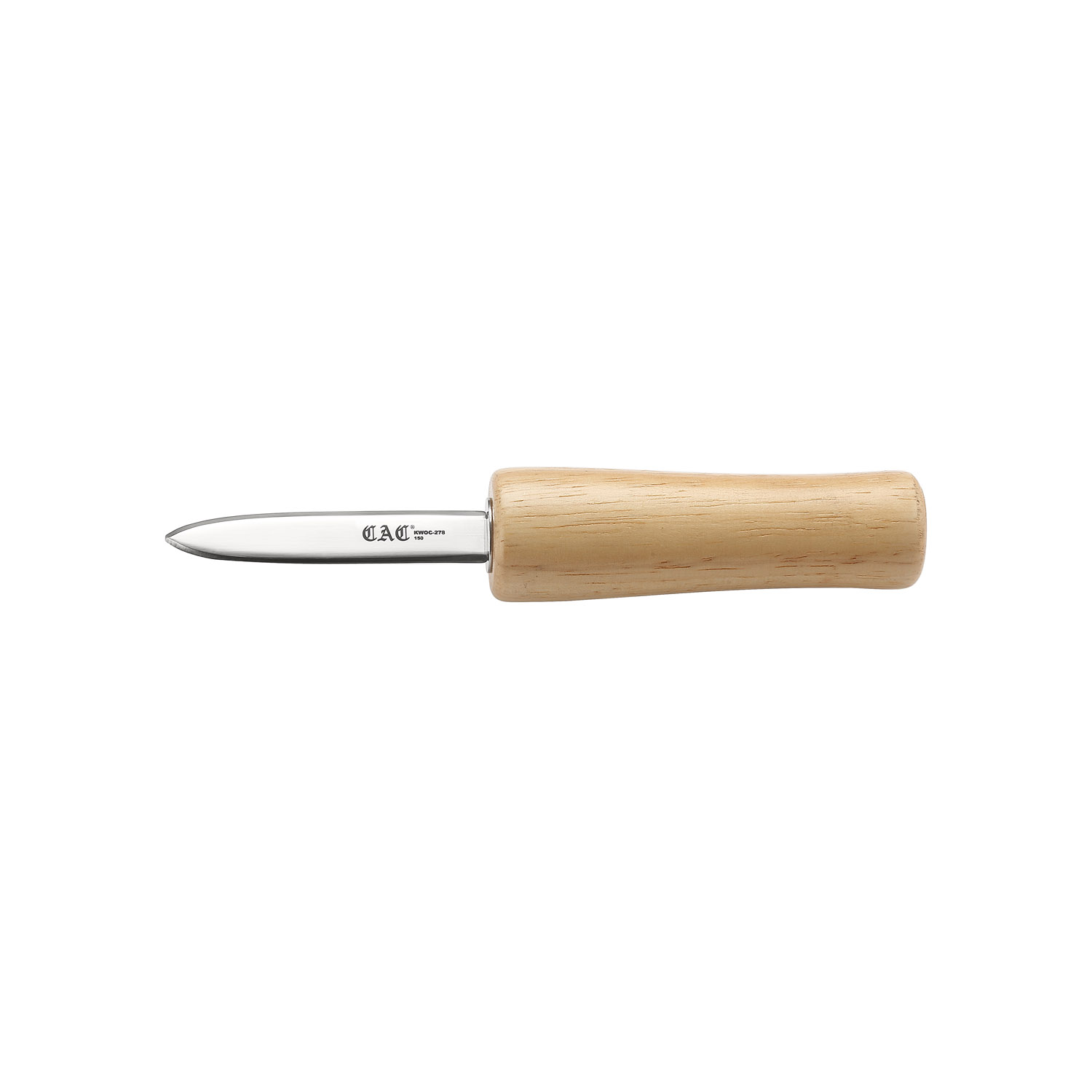 CAC China KWOC-278 Oyster/Clam Knife with Pointed Tip and Wooden Handle 2-7/8"