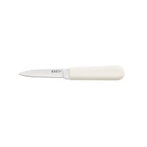 CAC China KPHD-3 Paring Knife with Pointed Tip and White Plastic Handle 3&quot;