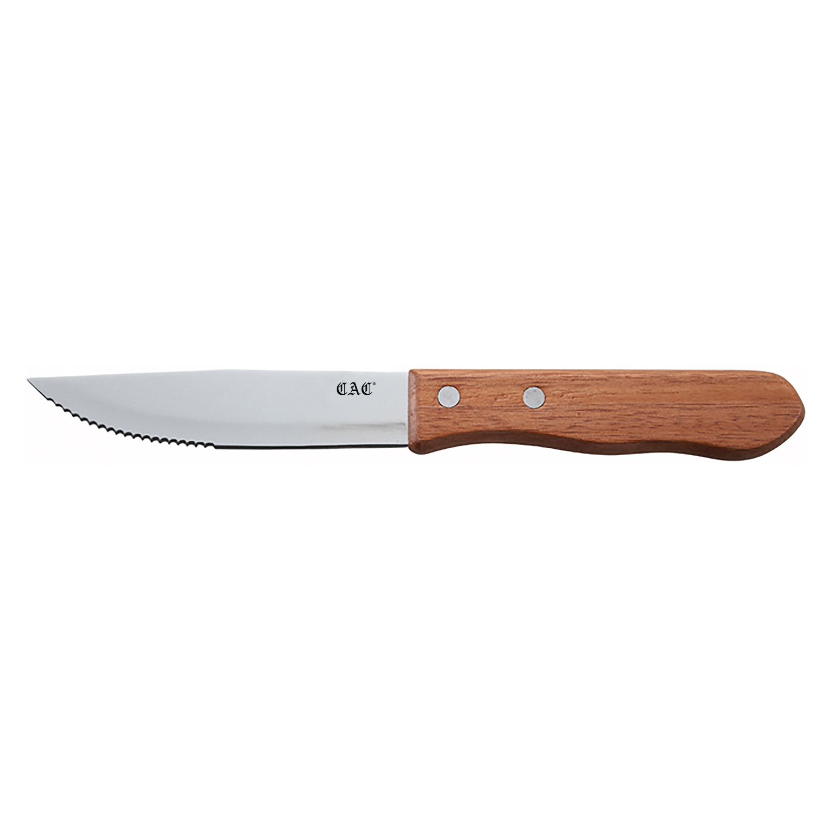 CAC China KWSK-55 Jumbo Knife Steak with Pointed Tip, Wood Handle 5" - 1 dozen