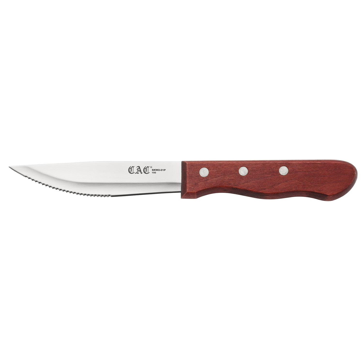 CAC China SKW2-01P Steak Knife with Pointed Tip, Red Wood Handle 4 3/4"