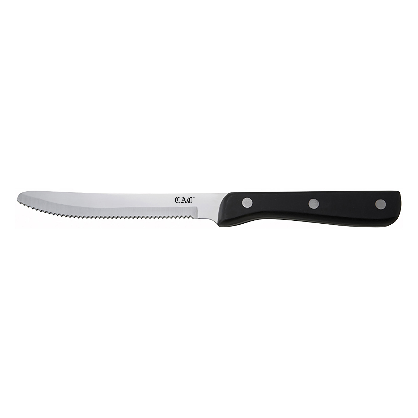 CAC China KPSK-50F Knife Steak with Round Tip, Forged Full Tang Plastic Handle 5" - 1 dozen