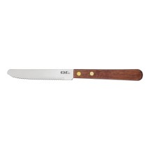 CAC China KWSK-45 Knife Steak with Round Tip, Wood Handle 4-1/4&quot; - 1 dozen