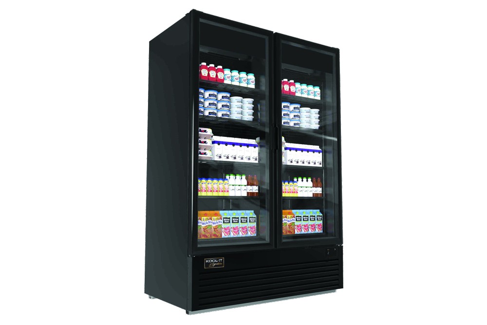 Kool-It Signature LX-46RB 2-Swing Glass Door Black Merchandiser Refrigerator 54"