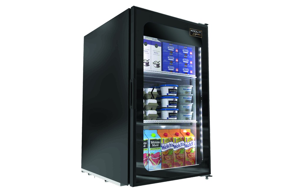 Kool-It Signature LX-6RB Single Glass Door Black Countertop Merchandiser Refrigerator 5.1 Cu Ft.