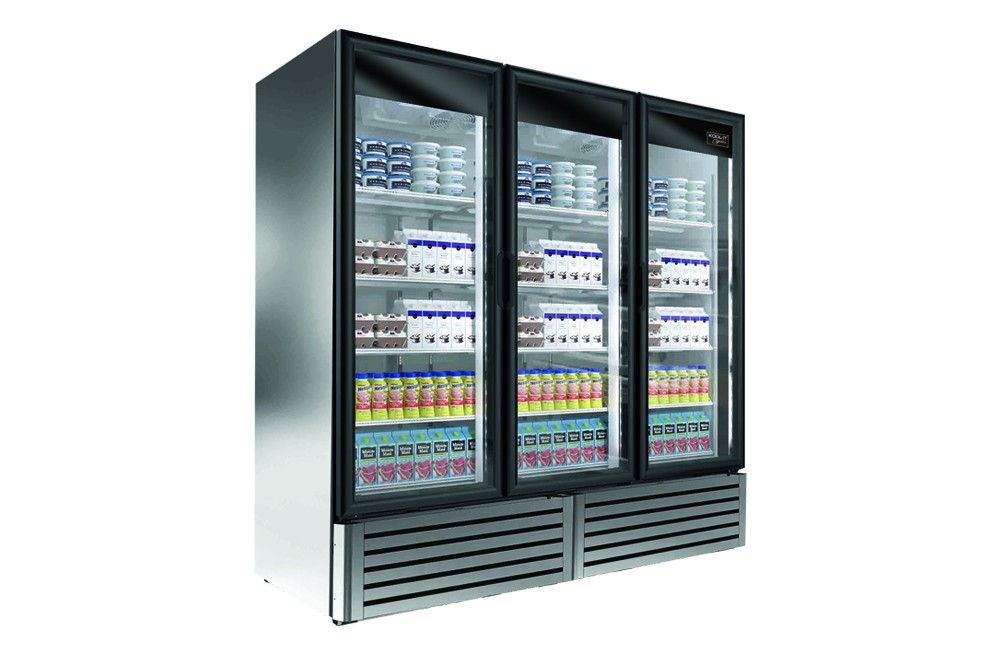 Kool-It Signature LX-74RS Stainless Steel 3-Glass Door Merchandiser Refrigerator 79"