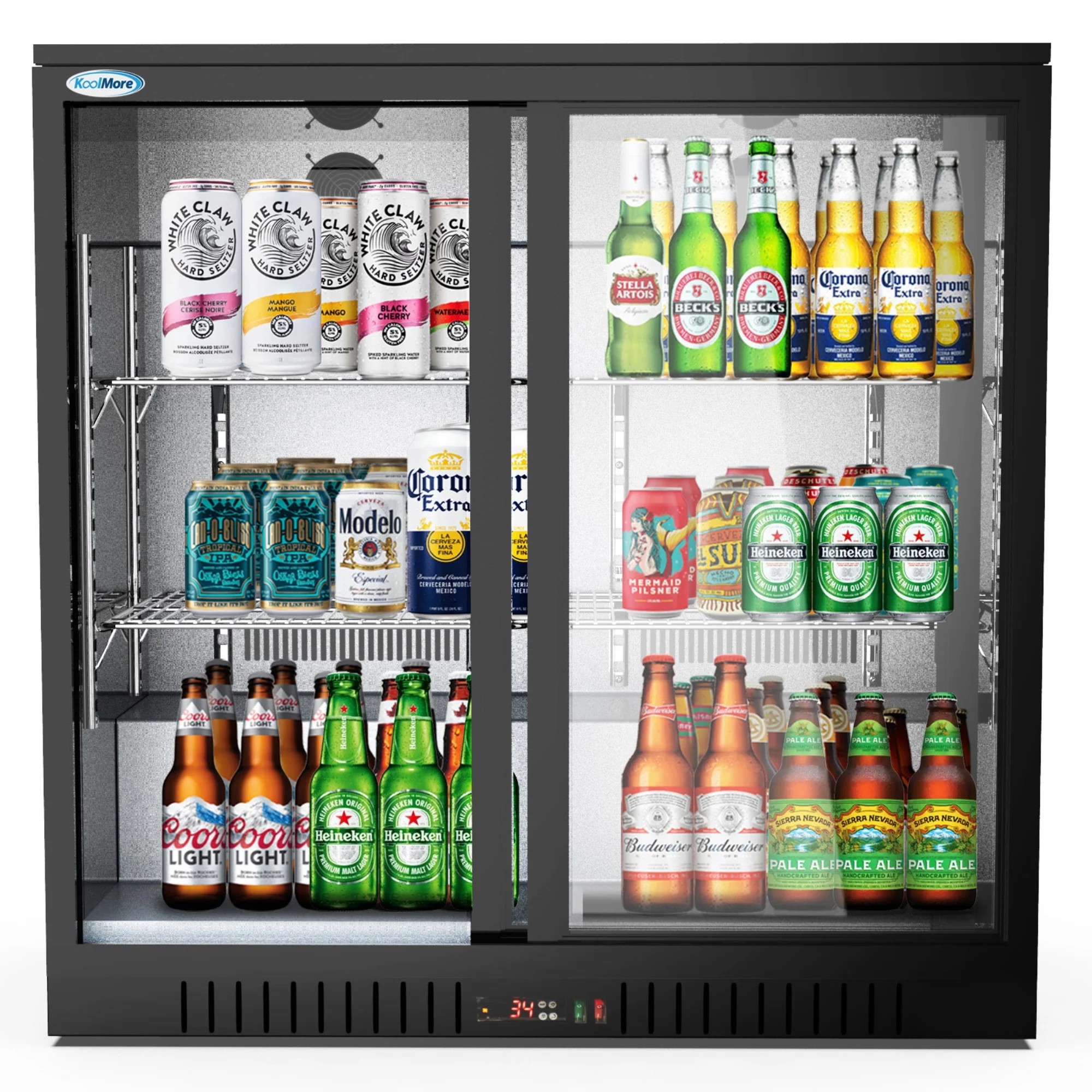 Koolmore BC-2DSL-BK 35" Two Door Black Bar Refrigerator