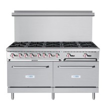 Koolmore KM-CR60-NG 60&quot; 10 Burner Commercial Natural Gas Range with (2) Ovens