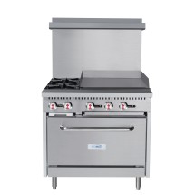 Koolmore KM-CRG36-NG 36&quot; 2 Burner Commercial Natural Gas Range with 24&quot; Griddle and Oven