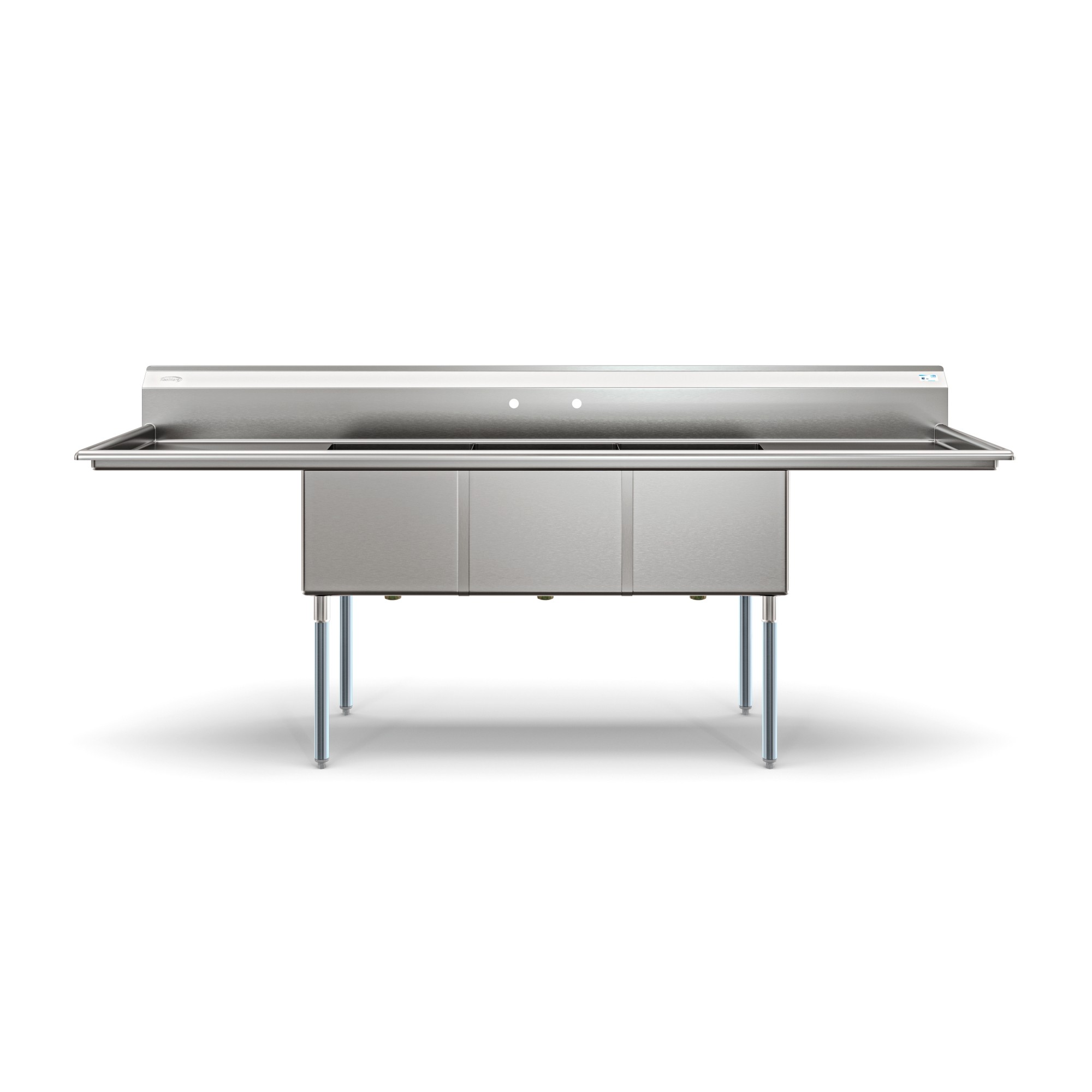 Koolmore KM-SC182414-24B3 102" Three Compartment 18-Gauge Stainless Steel Sink with Two Drainboards