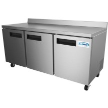 Koolmore RWT-3D-16C 72&quot; Three Door Worktop Refrigerator with 3.5&quot; Backsplash