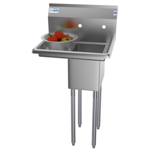 Koolmore SA101410-10L3 23" One Compartment Stainless Steel Sink with Left Drainboard