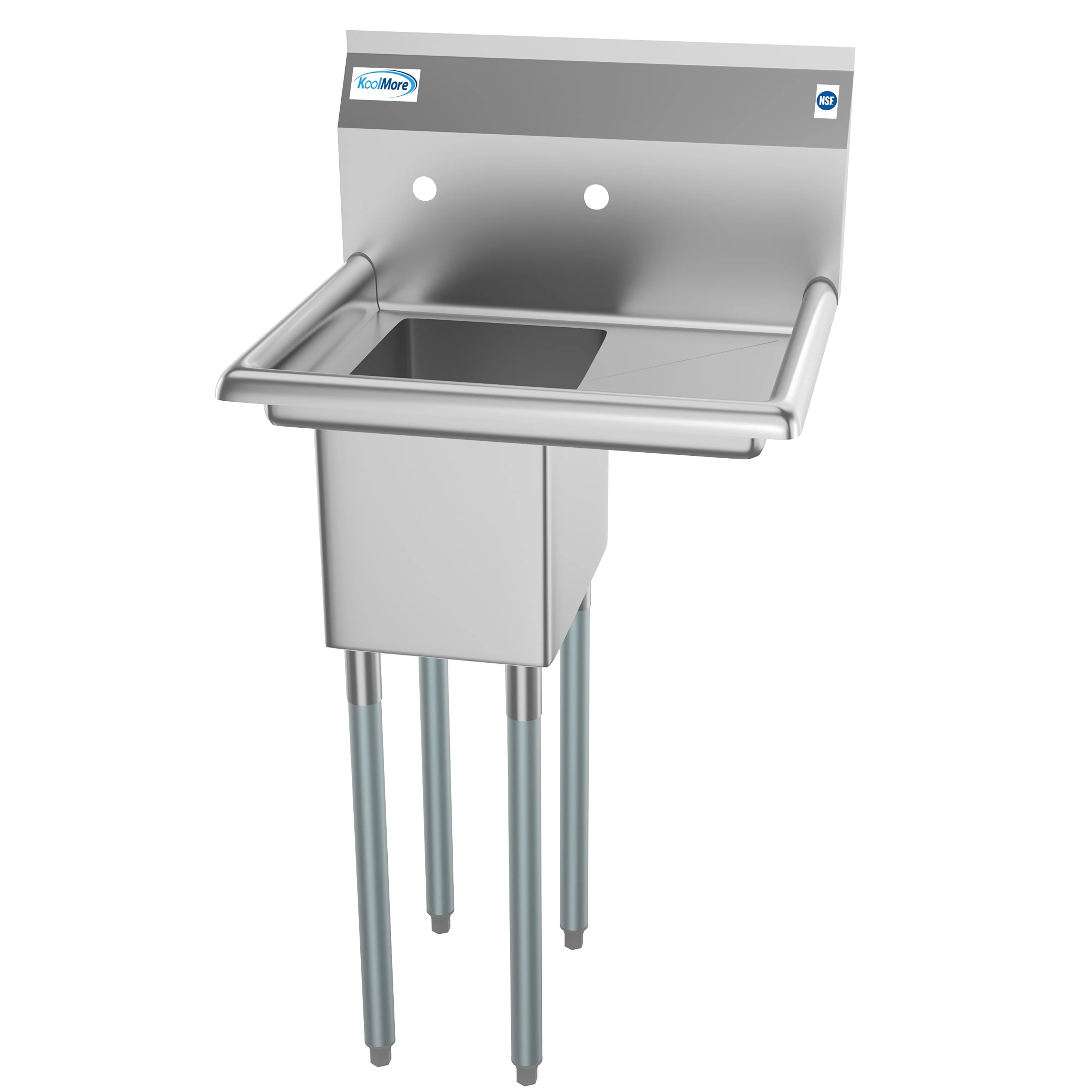 Koolmore SA101410-10R3 23" One Compartment Stainless Steel Sink with Right Drainboard