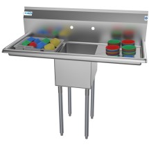 Koolmore SA121610-16B3 44&quot; One Compartment Stainless Steel Sink with Two Drainboards