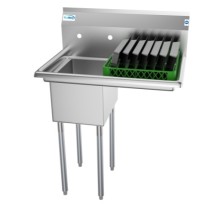Koolmore SA121610-16R3 31&quot; One Compartment Stainless Steel Sink with Right Drainboard