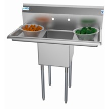 Koolmore SA141611-12B3 38&quot; One Compartment Stainless Steel Sink with Two Drainboards