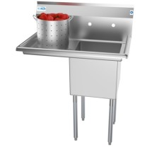 Koolmore SA151512-15L3 33&quot; One Compartment Stainless Steel Sink with Left Drainboard