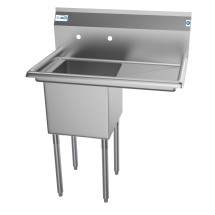 Koolmore SA151512-15R3 33&quot; One Compartment Stainless Steel Sink with Right Drainboard