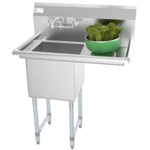 Koolmore SA151512-15R3FA 33" One Compartment Stainless Steel Sink with Right Drainboard and Faucet