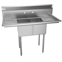 Koolmore SB121610-12B3 48" Two Compartment Stainless Steel Sink with Two Drainboards