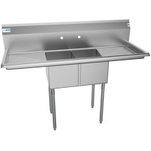 Koolmore SB121610-16B3 56" Two Compartment Stainless Steel Sink with Two Drainboards