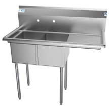 Koolmore SB121610-16R3 43" Two Compartment Stainless Steel Sink with Right Drainboard