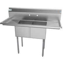 Koolmore SB141611-12B3 52&quot; Two Compartment Stainless Steel Sink with Two Drainboards
