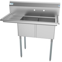 Koolmore SB141611-12L3 43&quot; Two Compartment Stainless Steel Sink with Left Drainboard