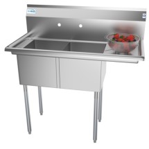 Koolmore SB141611-12R3 43" Two Compartment Stainless Steel Sink with Right Drainboard
