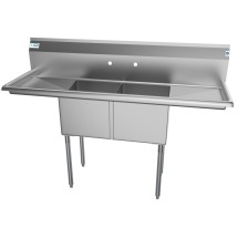 Koolmore SB151512-15B3 60" Two Compartment Stainless Steel Sink with Two Drainboards