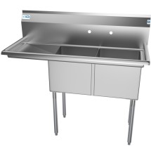Koolmore SB151512-15L3 48" Two Compartment Stainless Steel Sink with Left Drainboard