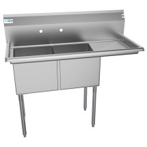 Koolmore SB151512-15R3 48" Two Compartment Stainless Steel Sink with Right Drainboard