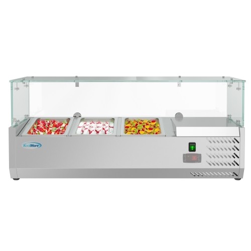Koolmore SCDC-3P-SSL 40" Three Pan Countertop Refrigerated Prep Station with Sneeze Guard