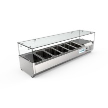 Koolmore SCDC-6P-SG 59" Six Pan Countertop Refrigerated Prep Station with Sneeze Guard