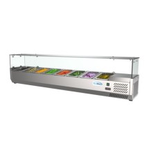Koolmore SCDC-8P-SG 71&quot; Eight Pan Countertop Refrigerated Prep Station with Sneeze Guard