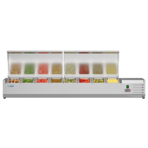 Koolmore SCDC-8P-SSL 71" Eight Pan Countertop Refrigerated Prep Station