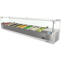 Koolmore SCDC-8T 71&quot; Eight Pan Countertop Refrigerated Condiment Prep Station with Sneeze Guard