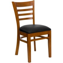 Flash Furniture XU-DGW0005LAD-CHY-BLKV-GG Ladder Back Cherry Wood Chair with Black Vinyl Seat