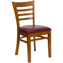 Flash Furniture XU-DGW0005LAD-CHY-BURV-GG Ladder Back Cherry Wood Chair with Burgundy Vinyl Seat