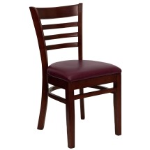 Flash Furniture XU-DGW0005LAD-MAH-BURV-GG Ladder Back Mahogany Wood Chair with Burgundy Vinyl Seat