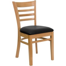 Flash Furniture XU-DGW0005LAD-NAT-BLKV-GG Ladder Back Natural Wood Chair with Black Vinyl Seat