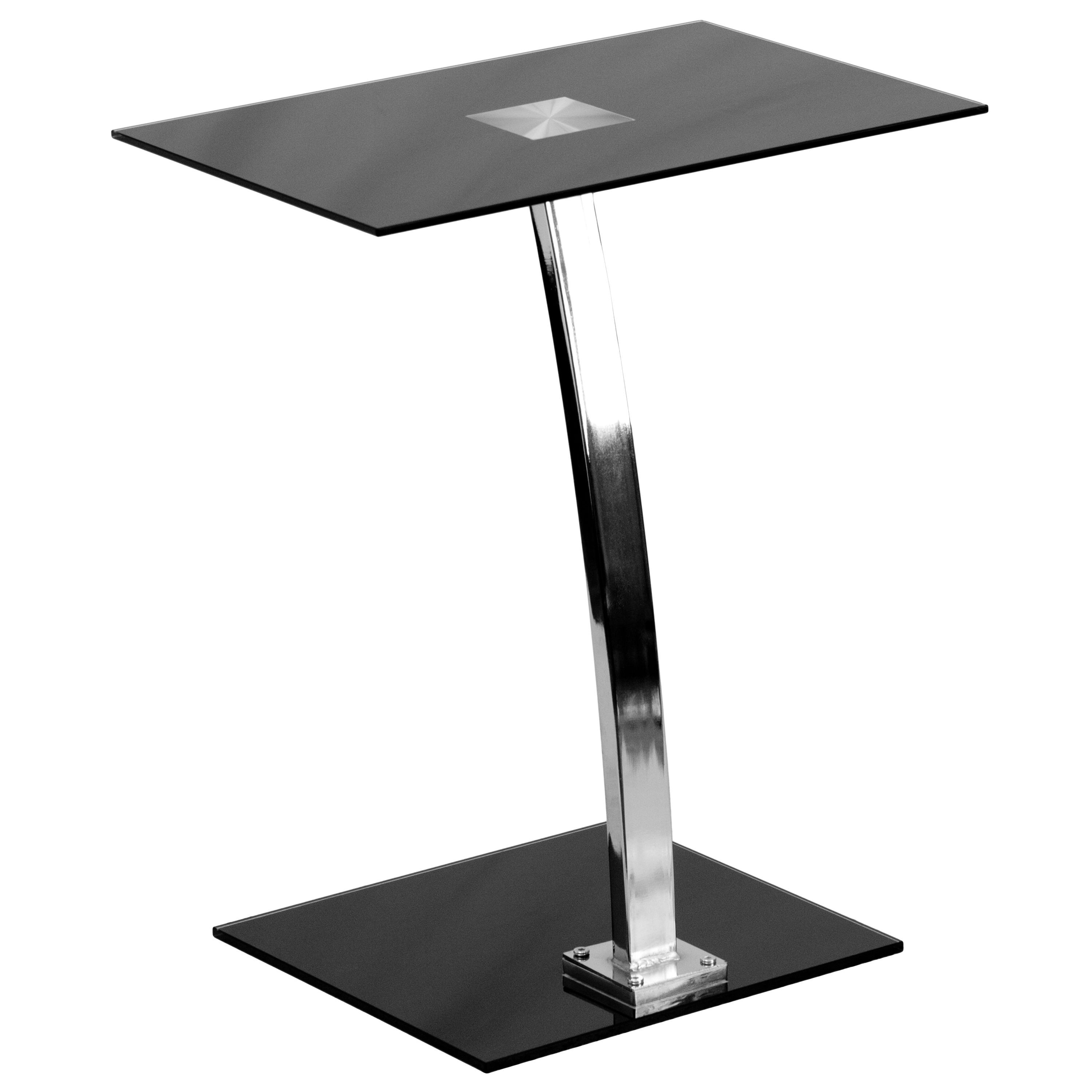 Flash Furniture NAN-LT-07-GG Laptop Computer Desk with Silk Black Tempered Glass Top