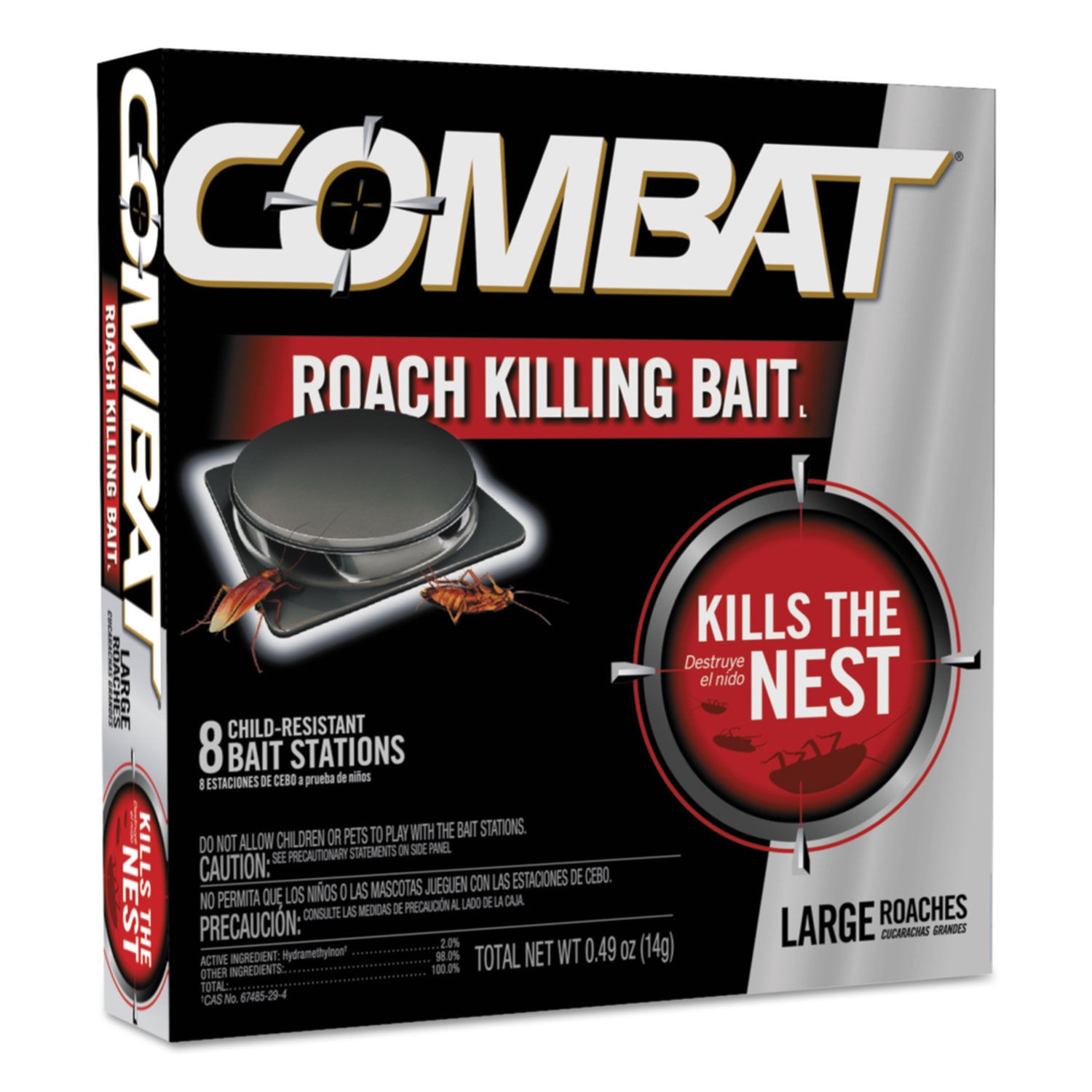 Combat Source Kill Large Roach Killing System, Child-Resistant Disc, 8/Pack, 12 Pack/Carton