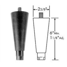 Franklin Machine Products  119-1086 Equipment 6" Black Plastic Leg with  Nickel-Plate d Foot 1/2-13 Mounting Stud