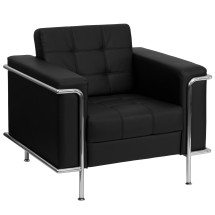 Flash Furniture ZB-LESLEY-8090-CHAIR-BK-GG Lesley Series Contemporary Black Leather Chair with Encasing Frame