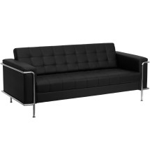 Flash Furniture ZB-LESLEY-8090-SOFA-BK-GG Lesley Series Contemporary Black Leather Sofa with Encasing Frame