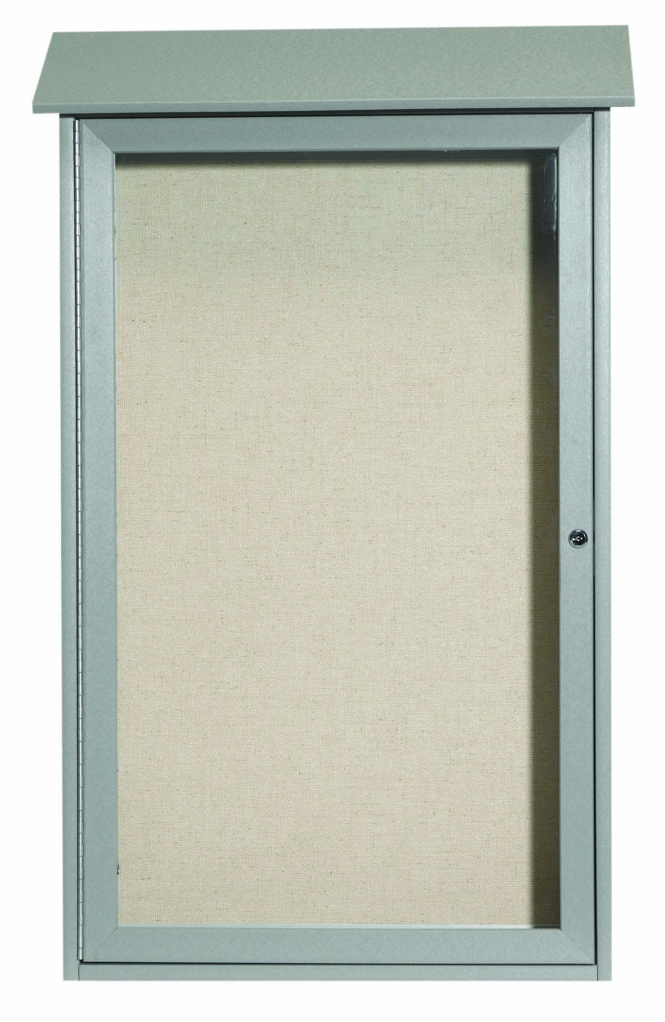 Aarco Products PLD4226-2 Light Gray Single Hinged Door Plastic Lumber Message Center with Vinyl Board, 26"W x 42"H