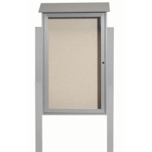 Aarco Products PLD4226DPP-2 Light Gray Single Hinged Door Plastic Lumber Message Center with Vinyl Board with Posts, 26&quot;W x 42&quot;H