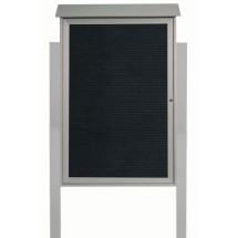 Aarco Products PLD4832LDPP-2 Light Gray Single Hinged Door Plastic Lumber Message Center with Letter Board with Posts, 32&quot;W x 48&quot;H